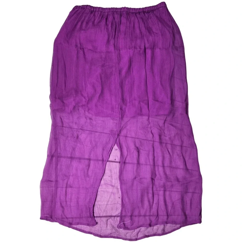 J. Crew Gwyneth‎ layered slip skirt crinkle chiffon Neon Vibrant Purple XXS NWT